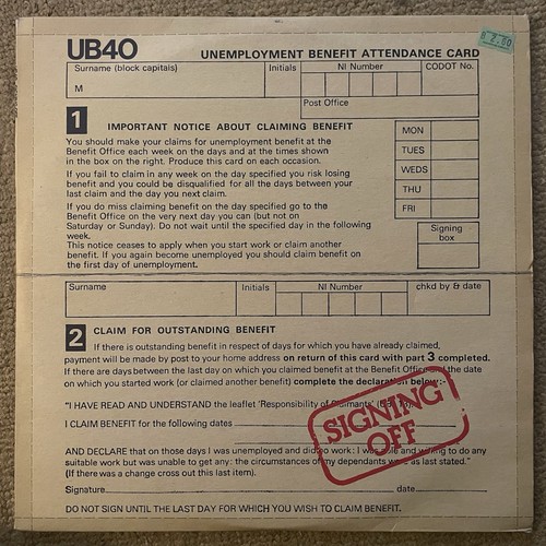Ub40 signing off - off, +
